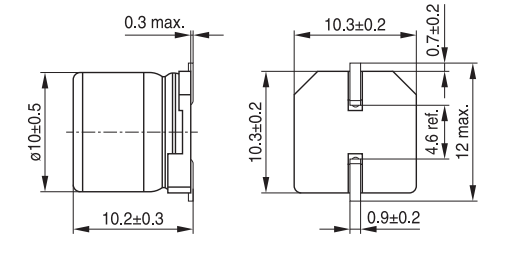 机械图纸 - TDK B40900混合聚合物铝电容器